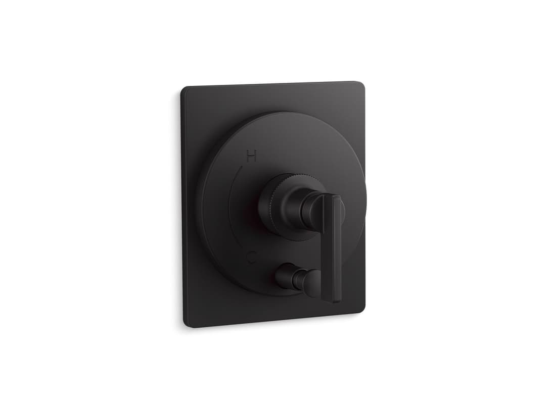 Kohler CastiaE by Studio McGee Rite-Temp valve trim with push-button diverter - Matte Black by Kohler