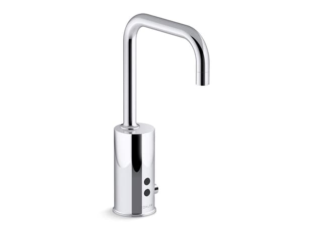Kohler Gooseneck Touchless single-hole lavatory faucet with InsightE sensor technology and temperature mixer, AC-powered, less drain, 0.35 gpm - Polished Chrome
