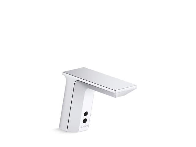 Kohler Geometric Touchless single-hole lavatory faucet with InsightE sensor technology and temperature mixer, AC-powered, less drain, 0.35 gpm - Polished Chrome