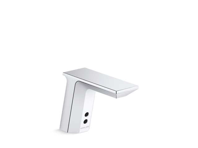 Kohler Geometric Touchless single-hole lavatory faucet with InsightE sensor technology, DC-powered, less drain, 0.35 gpm - Polished Chrome