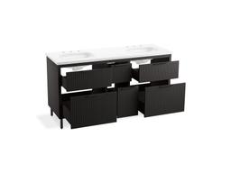 Kohler Spacity 60'' wall-hung bathroom vanity cabinet with sinks and quartz top - Dark Steel - image 4