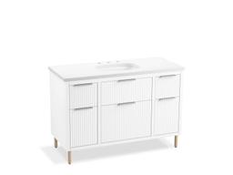 Kohler Spacity 48'' wall-hung bathroom vanity cabinet with sink and quartz top - Dark Steel - image 2