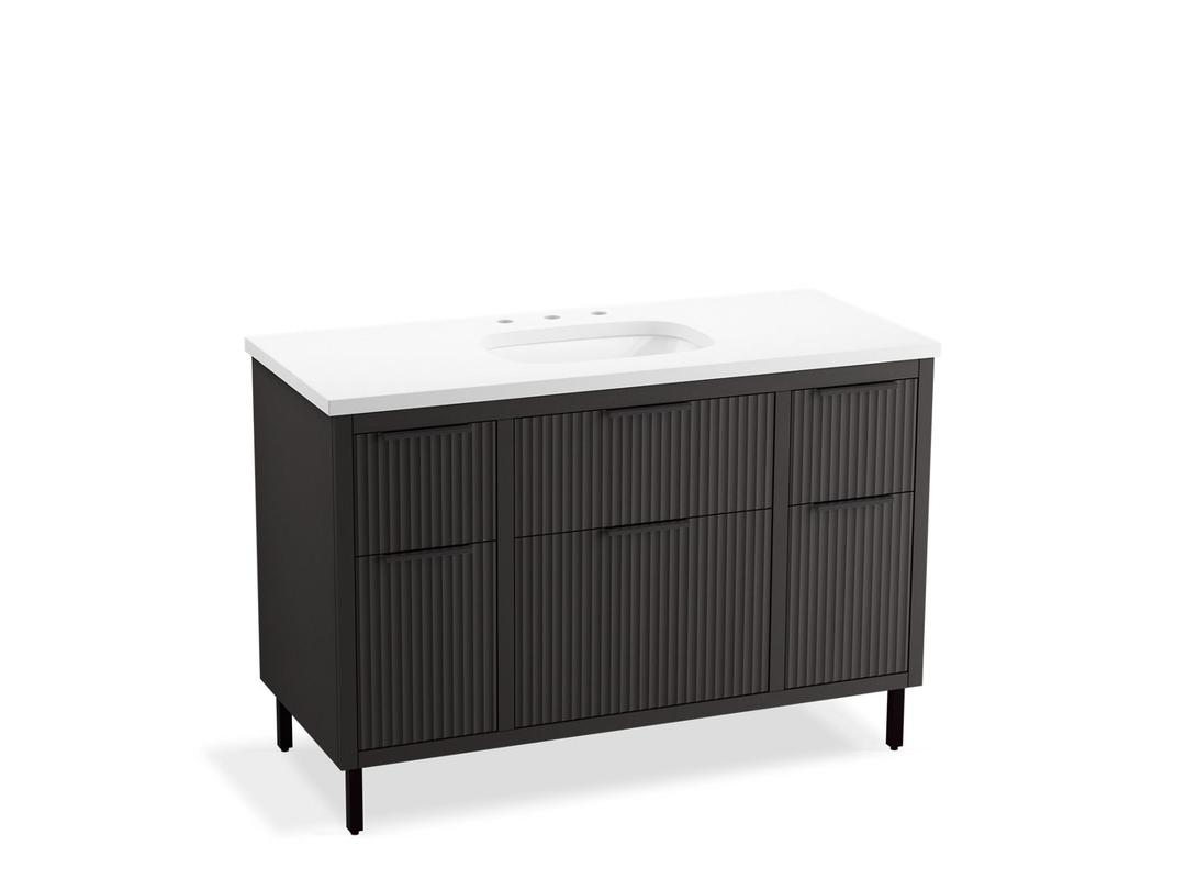 Kohler Spacity 48'' wall-hung bathroom vanity cabinet with sink and quartz top - Dark Steel by Kohler