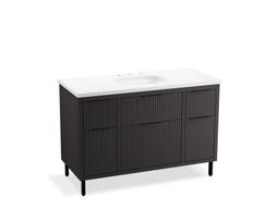 Kohler Spacity 48'' wall-hung bathroom vanity cabinet with sink and quartz top - Dark Steel - image 1