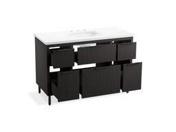 Kohler Spacity 48'' wall-hung bathroom vanity cabinet with sink and quartz top - Dark Steel - image 4