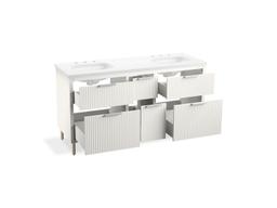 Kohler Spacity 60'' wall-hung bathroom vanity cabinet with sinks and quartz top - Dark Steel - image 3