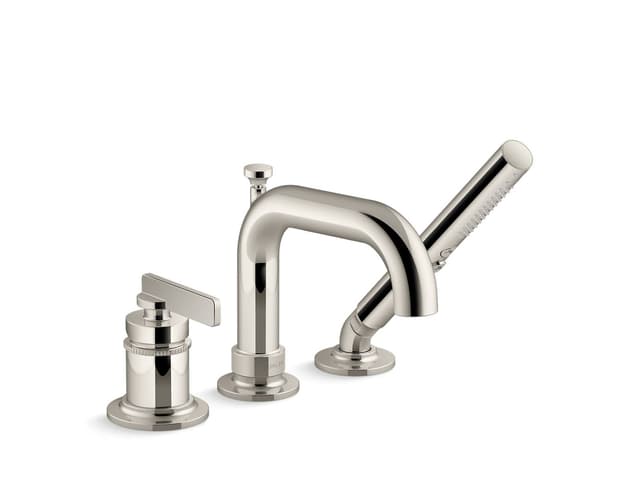 Kohler CastiaE by Studio McGee Deck-mount bath faucet with handshower - Vibrant Polished Nickel