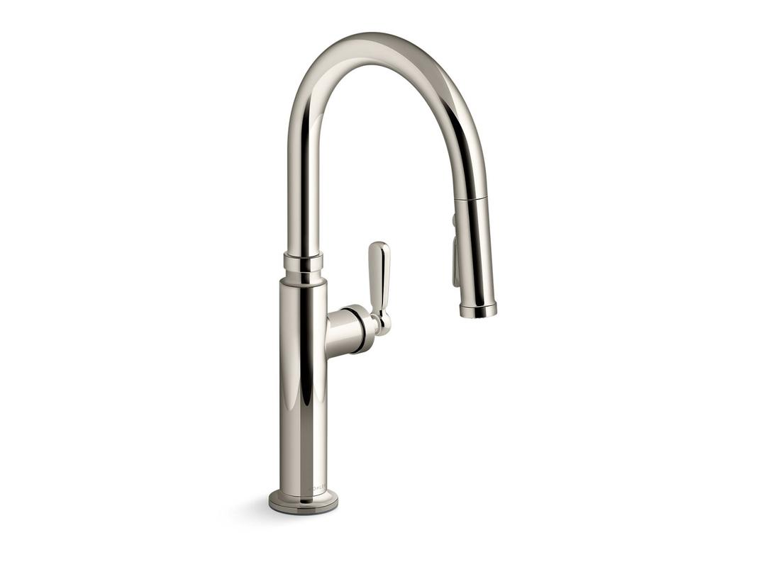 Kohler EdalynE by Studio McGee Pull-down kitchen sink faucet with three-function sprayhead - Vibrant Polished Nickel by Kohler