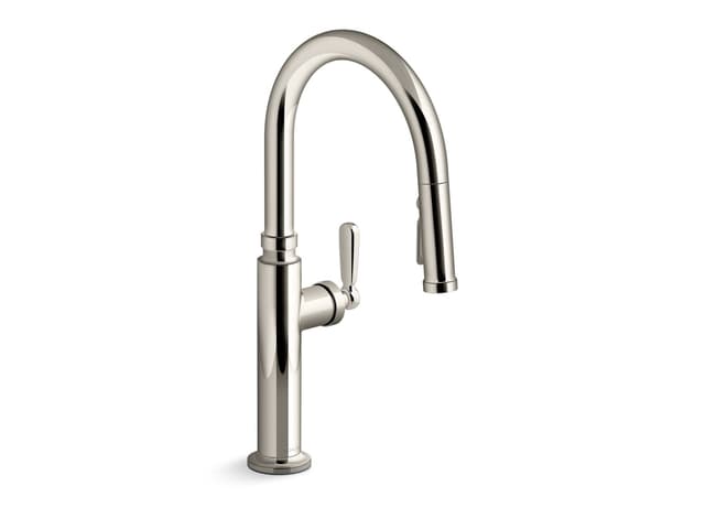 Kohler EdalynE by Studio McGee Pull-down kitchen sink faucet with three-function sprayhead - Vibrant Polished Nickel
