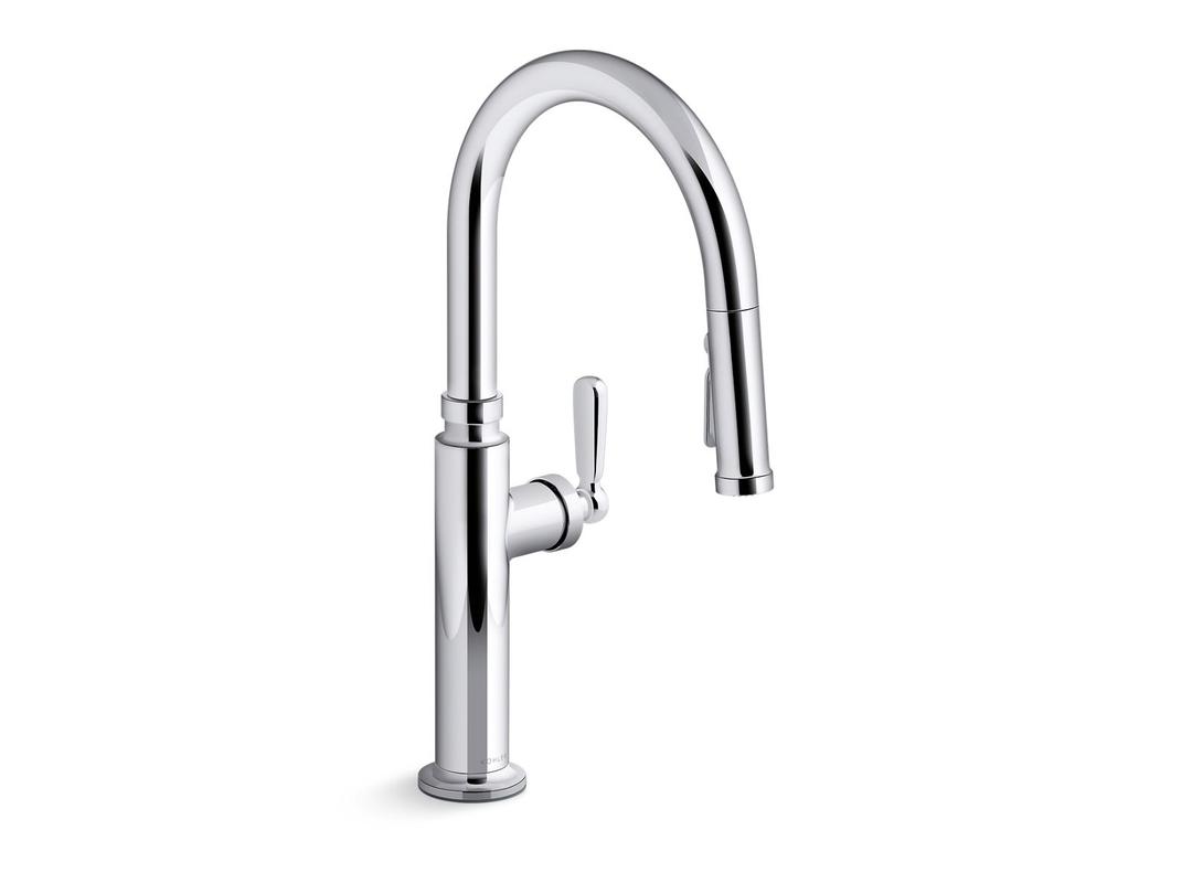 Kohler EdalynE by Studio McGee Pull-down kitchen sink faucet with three-function sprayhead - Polished Chrome by Kohler