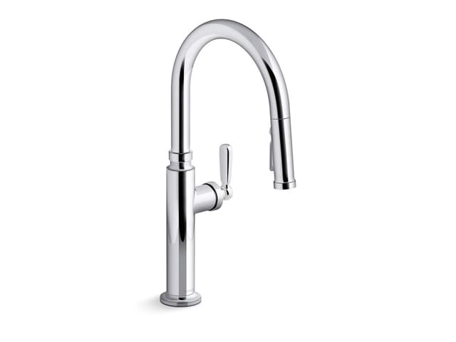 Kohler EdalynE by Studio McGee Pull-down kitchen sink faucet with three-function sprayhead - Polished Chrome