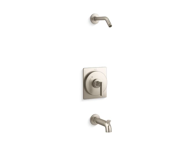 Kohler CastiaE by Studio McGee Rite-Temp bath and shower trim kit, without showerhead - Vibrant Brushed Nickel