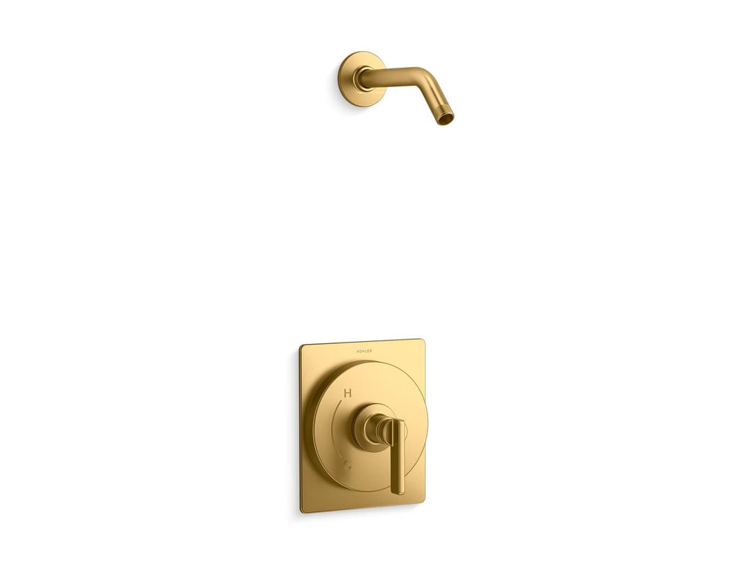 Kohler CastiaE by Studio McGee Rite-Temp shower trim kit, without showerhead - Vibrant Brushed Moderne Brass by Kohler