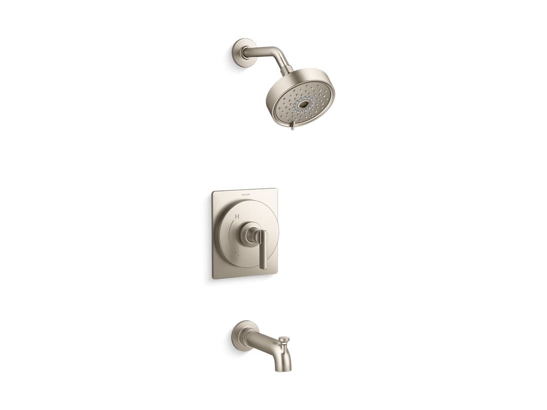 Kohler CastiaE by Studio McGee Rite-Temp bath and shower trim kit, 2.5 gpm - Vibrant Brushed Nickel by Kohler