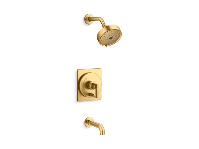 Kohler CastiaE by Studio McGee Rite-Temp bath and shower trim kit, 1.75 gpm - Vibrant Brushed Moderne Brass
