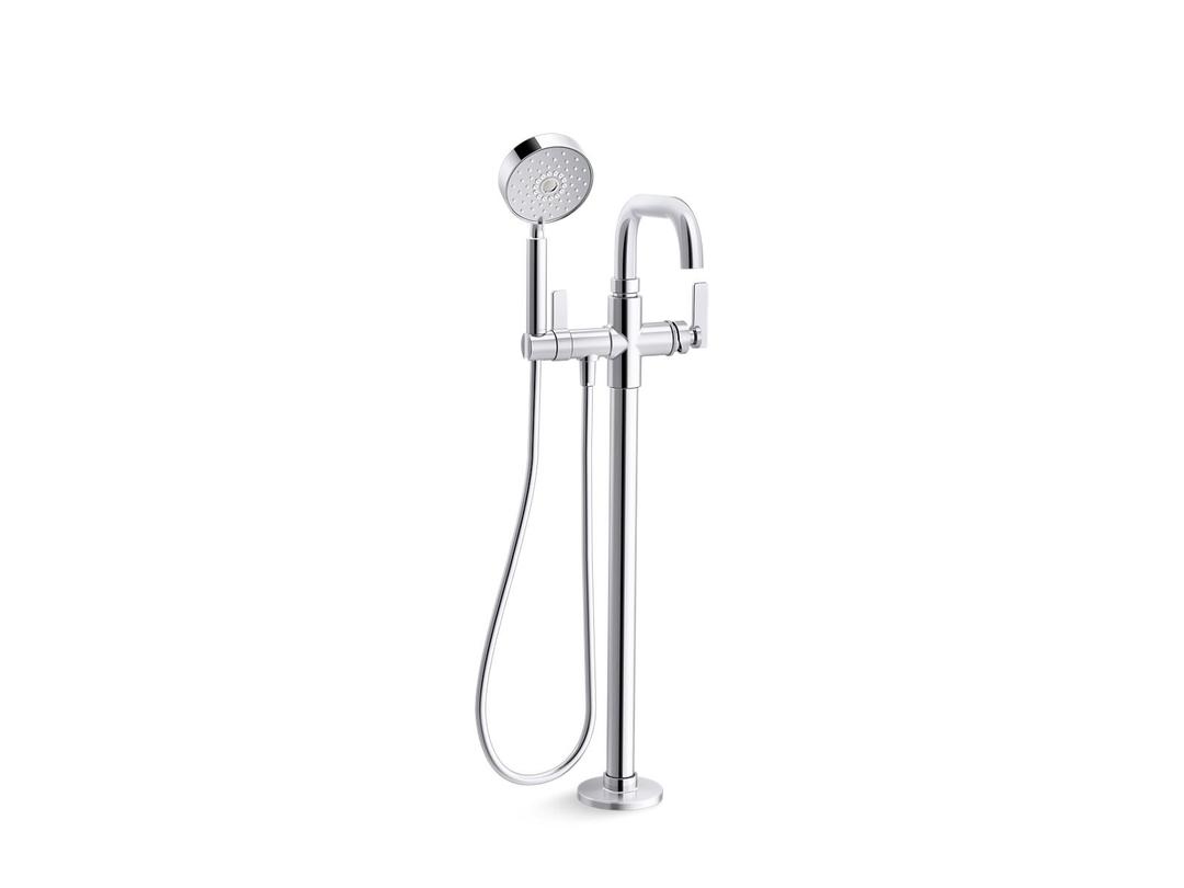 Kohler CastiaE by Studio McGee Floor-mount bath filler trim with handshower - Polished Chrome by Kohler