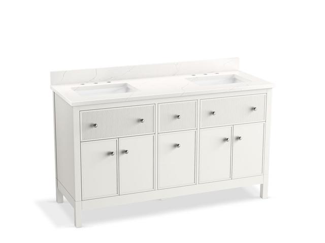MalinE by Studio McGee 60'' bathroom vanity cabinet with sinks and quartz top