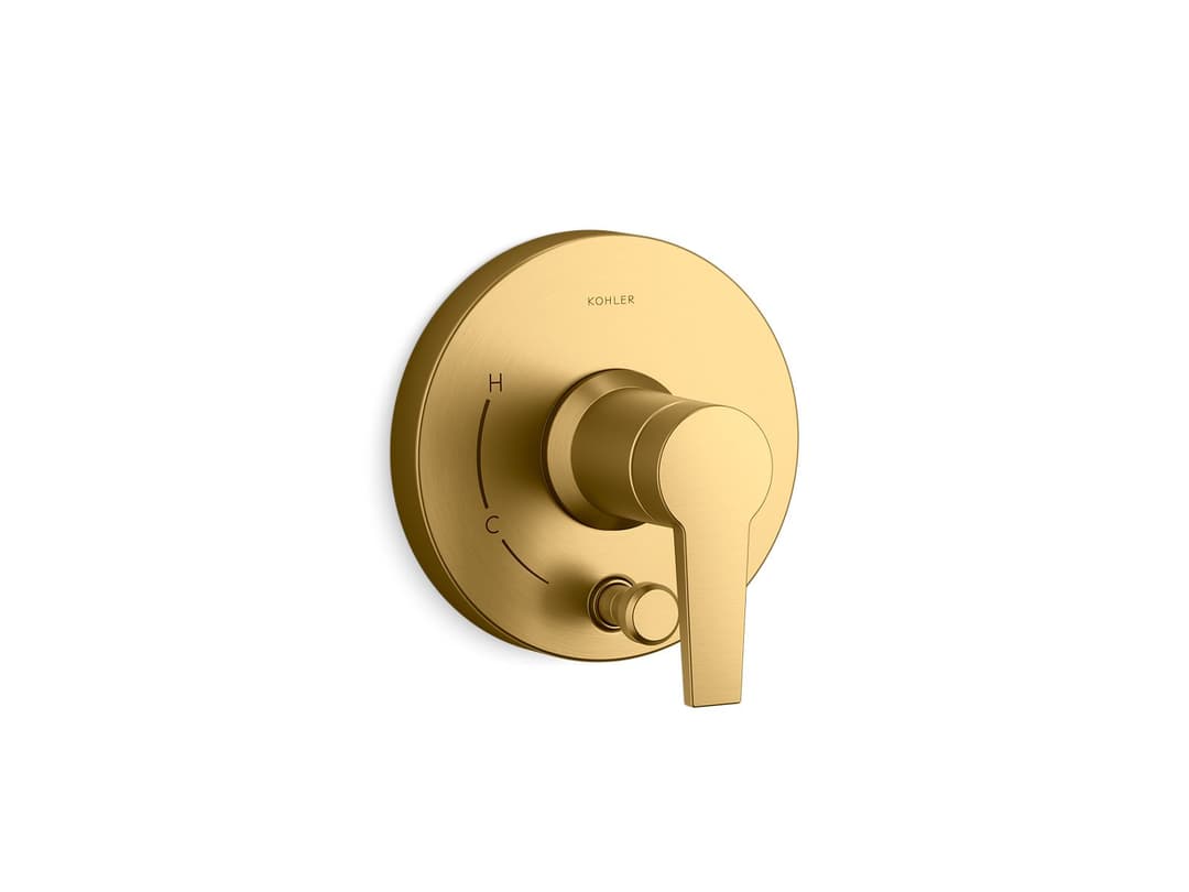 Kohler Pitch Rite-Temp valve trim with push-button diverter - Vibrant Brushed Moderne Brass by Kohler