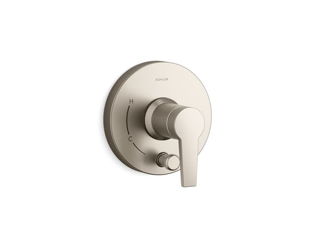 Kohler Pitch Rite-Temp valve trim with push-button diverter - Vibrant Brushed Nickel