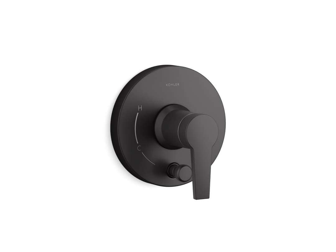 Kohler Pitch Rite-Temp valve trim with push-button diverter - Matte Black by Kohler