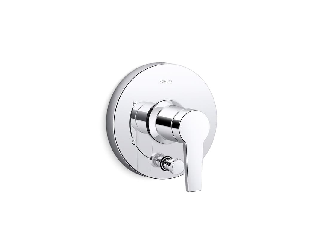 Kohler Pitch Rite-Temp valve trim with push-button diverter - Polished Chrome by Kohler