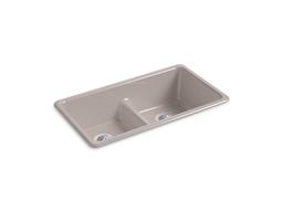 Kohler Iron/Tones Smart Divide 33'' top-/undermount double-bowl kitchen sink - Truffle - image 1