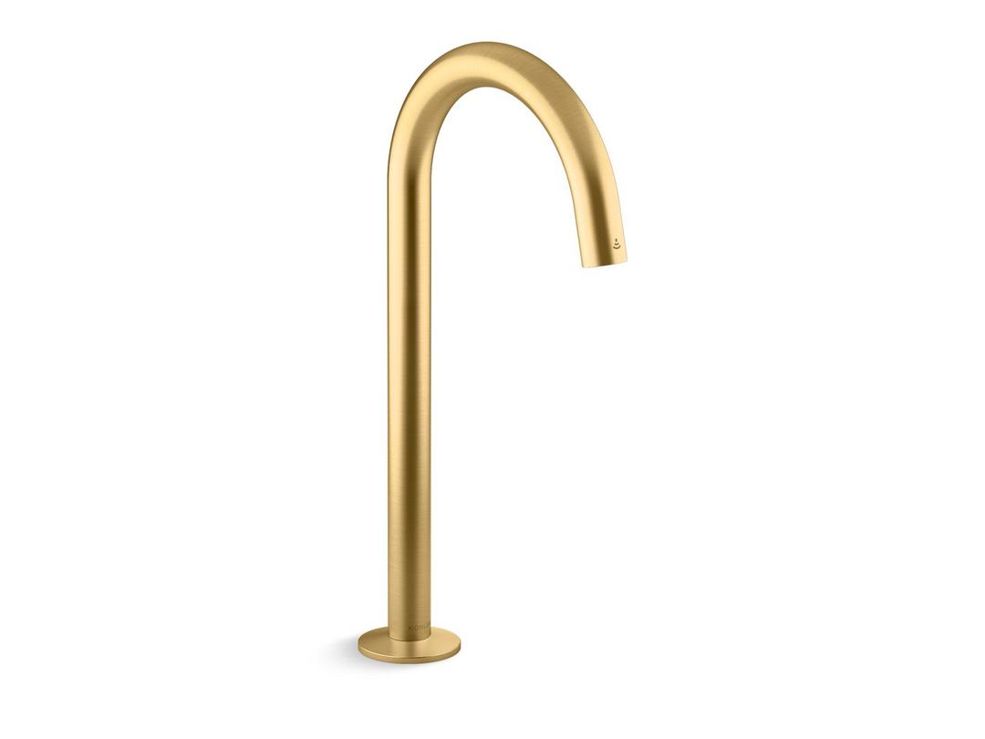 Kohler Components Touchless single-hole lavatory faucet with Kinesis sensor technology, Tube design, 0.5 gpm - Vibrant Brushed Moderne Brass by Kohler