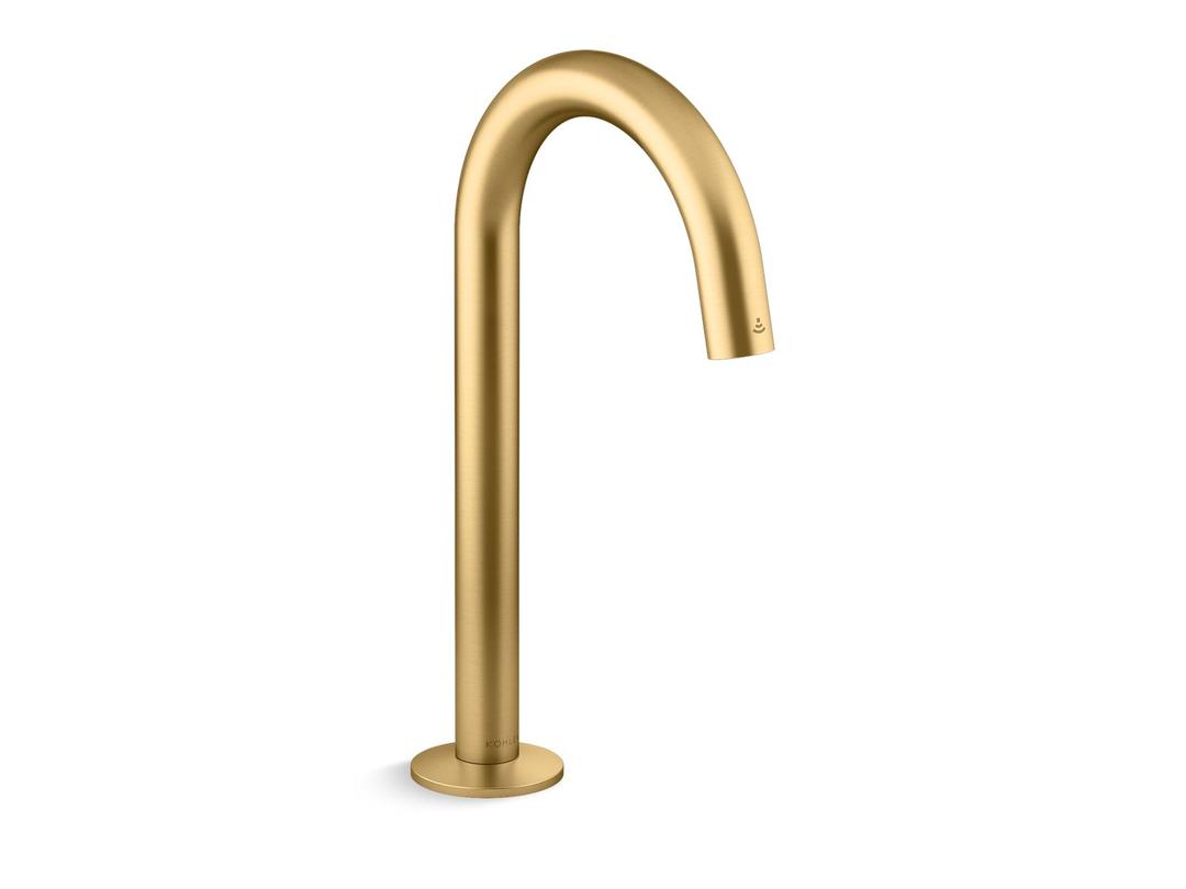 Kohler Components Touchless single-hole lavatory faucet with Kinesis sensor technology, Tube design, 0.5 gpm - Vibrant Brushed Moderne Brass by Kohler