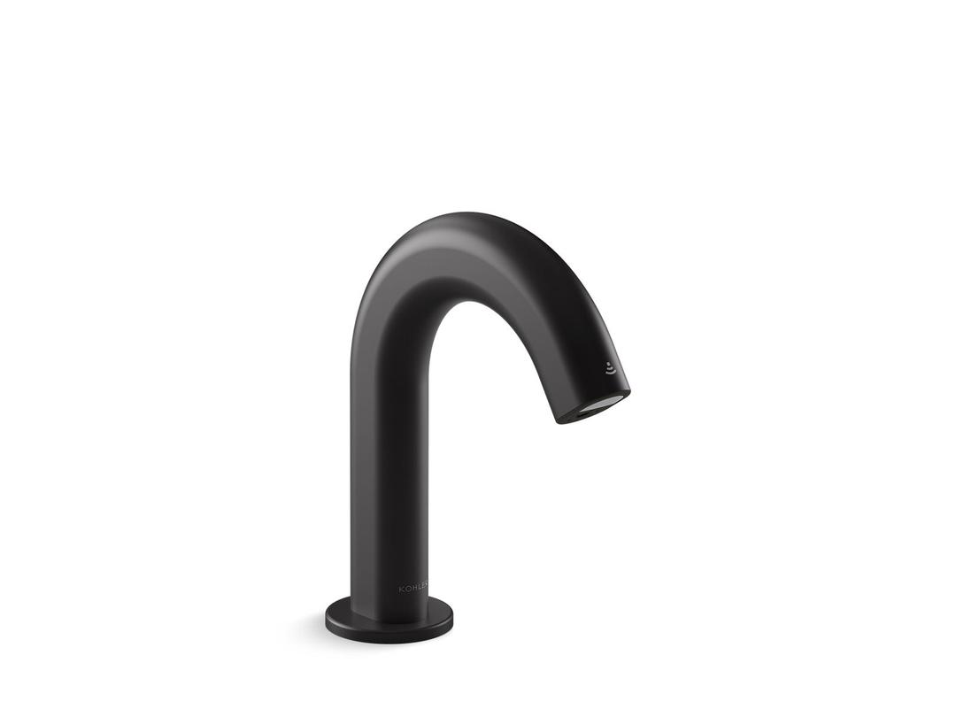 Kohler ObloE Touchless single-hole lavatory faucet with Kinesis sensor technology, AC-powered, less drain, 0.5 gpm - Matte Black by Kohler