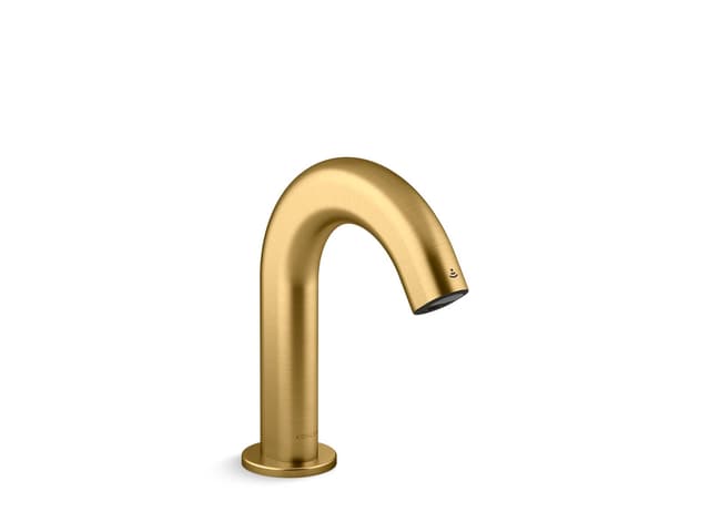 Kohler ObloE Touchless single-hole lavatory faucet with Kinesis sensor technology, AC-powered, less drain, 0.5 gpm - Vibrant Brushed Moderne Brass