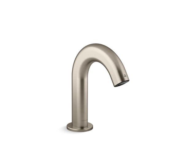 Kohler ObloE Touchless single-hole lavatory faucet with Kinesis sensor technology, AC-powered, less drain, 0.5 gpm - Vibrant Brushed Nickel