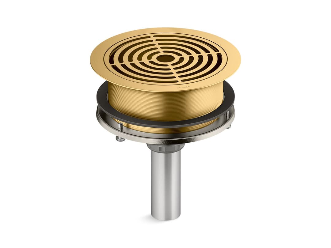 Kohler Aquifer 4-in-1 Grated Drain Vibrant Brushed Moderne Brass by Kohler