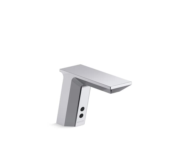 Kohler Geometric Touchless single-hole lavatory faucet with InsightE sensor technology, HES-powered, less drain, 0.35 gpm - Polished Chrome