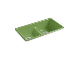 Kohler Iron/Tones Smart Divide 33'' top-/undermount double-bowl kitchen sink - Fresh Green - image 1