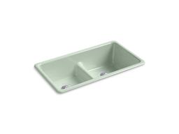 Kohler Iron/Tones Smart Divide 33'' top-/undermount double-bowl kitchen sink - Aspen Green - image 1