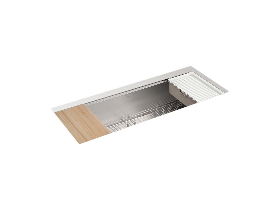 Kohler Strive 44'' undermount single-bowl workstation kitchen sink - Stainless Steel by Kohler