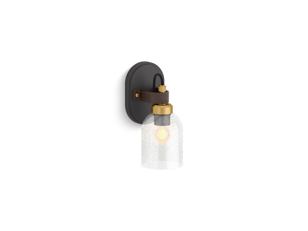 Kohler Tannage One-light sconce - Matte Black With Brushed Moderne Brass by Kohler