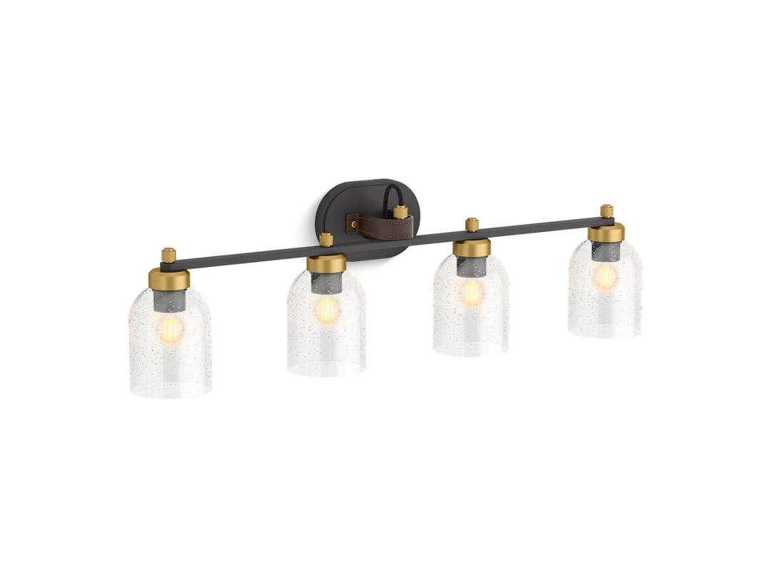 Kohler Tannage Four-light sconce - Matte Black With Brushed Moderne Brass by Kohler