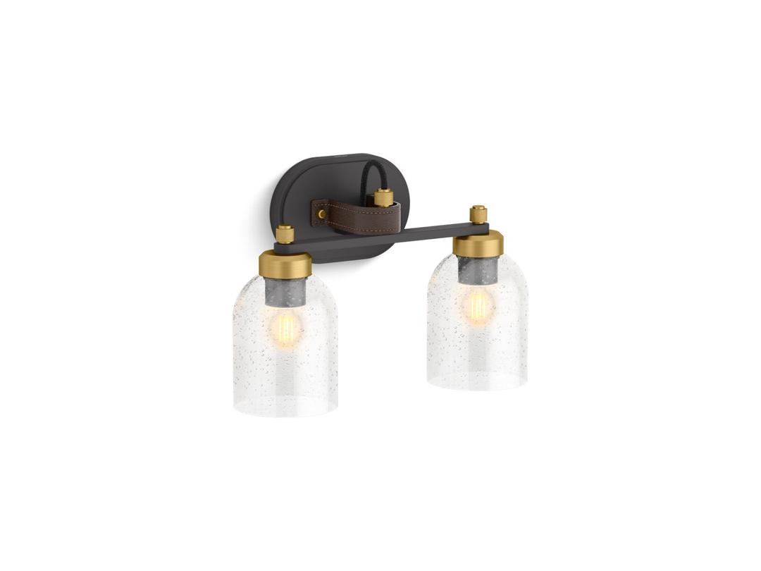 Kohler Tannage Two-light sconce - Matte Black With Brushed Moderne Brass by Kohler