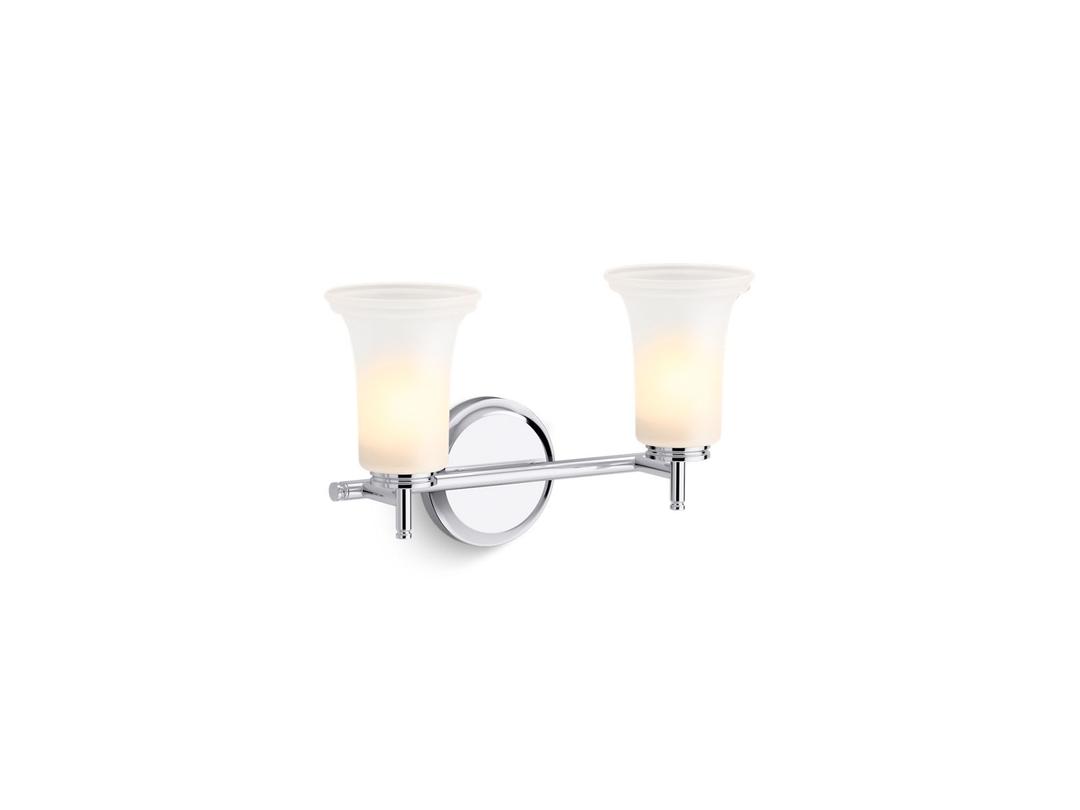 Bellera Two-light sconce with frosted shades - Polished Chrome by Kohler