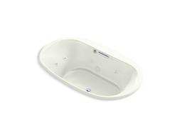 Kohler Underscore Oval 71-1/2'' x 41-1/2'' Heated BubbleMassageE air bath with whirlpool, center drain - Thunder Grey - image 2
