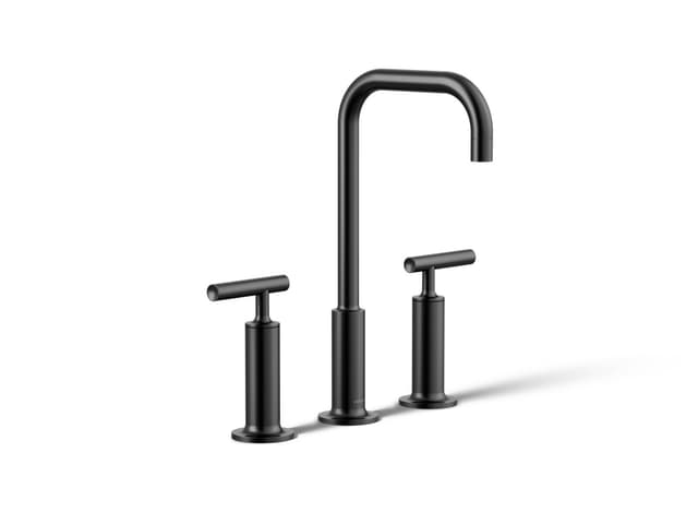 Kohler Purist Widespread bathroom sink faucet with Lever handles, 1.2 gpm - Matte Black