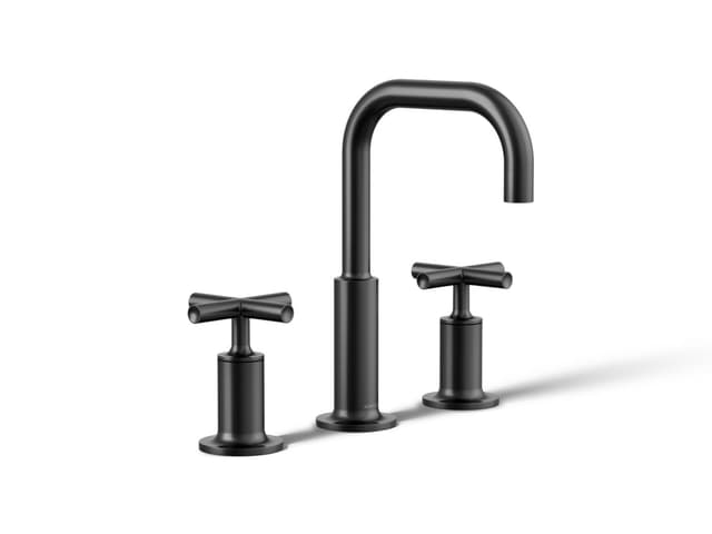 Kohler Purist Widespread bathroom sink faucet with Cross handles, 1.2 gpm - Matte Black