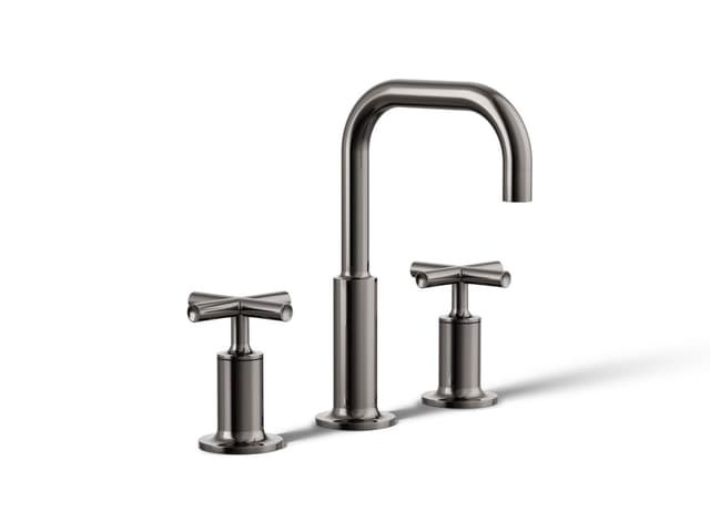 Kohler Purist Widespread bathroom sink faucet with Cross handles, 1.2 gpm - Vibrant Titanium