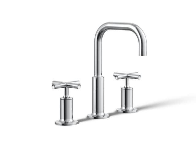 Kohler Purist Widespread bathroom sink faucet with Cross handles, 1.2 gpm - Polished Chrome
