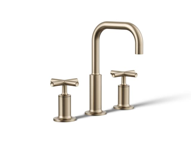 Kohler Purist Widespread bathroom sink faucet with Cross handles, 1.2 gpm - Vibrant Brushed Bronze