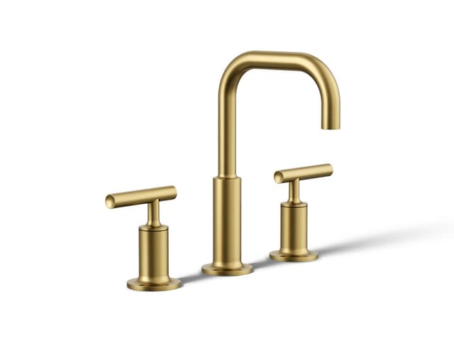Kohler Purist Widespread bathroom sink faucet with Lever handles, 1.2 gpm - Vibrant Brushed Moderne Brass