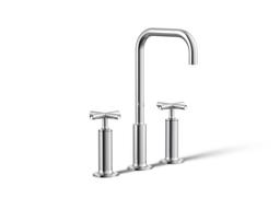 Kohler Purist Widespread bathroom sink faucet with Cross handles, 1.2 gpm - Vibrant French Gold - image 4