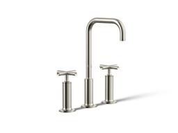 Kohler Purist Widespread bathroom sink faucet with Cross handles, 1.2 gpm - Vibrant Polished Nickel - image 3