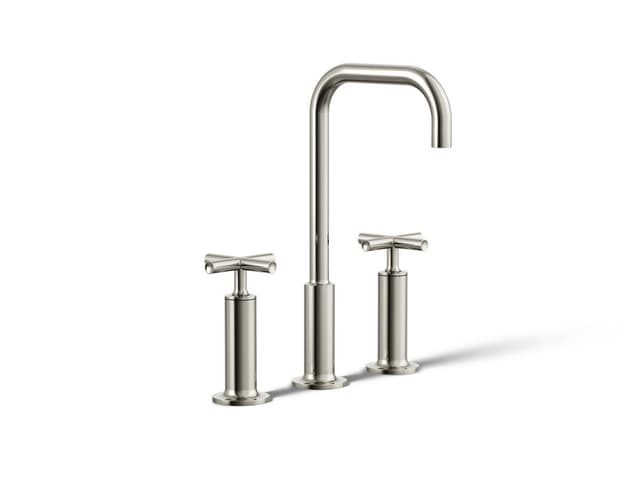 Kohler Purist Widespread bathroom sink faucet with Cross handles, 1.2 gpm - Vibrant Polished Nickel